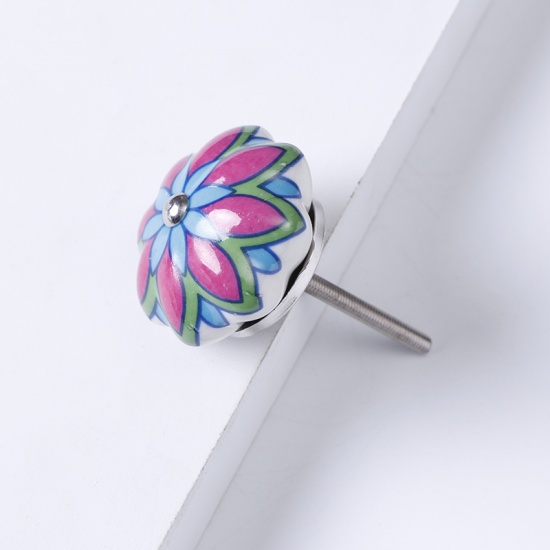 Imagen de Multicolor - 13# Ceramic Flower Handles Pulls Knobs For Drawer Cabinet Furniture Hardware 40x29mm, 1 Piece