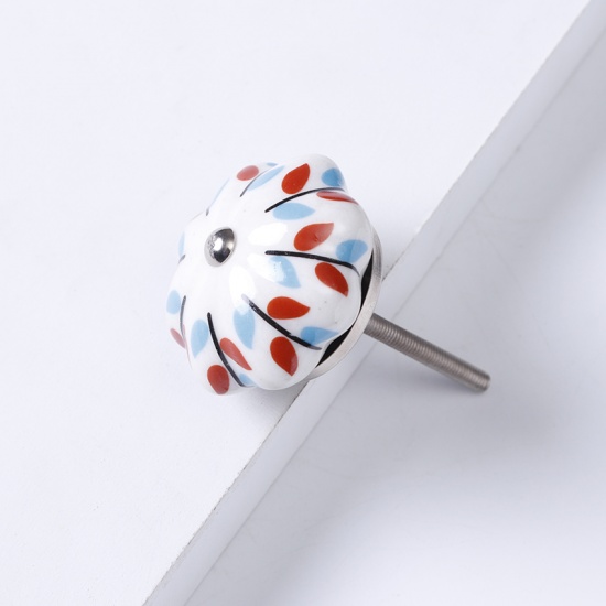 Imagen de Red - 16# Ceramic Flower Handles Pulls Knobs For Drawer Cabinet Furniture Hardware 40x29mm, 1 Piece