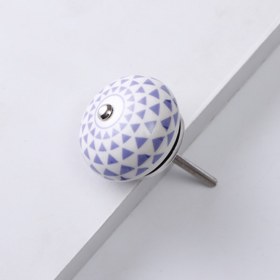 Imagen de Blue Violet - 4# Ceramic Ball Handles Pulls Knobs For Drawer Cabinet Furniture Hardware 42x29mm, 1 Piece