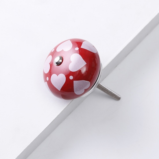Imagen de Red - 6# Ceramic Ball Handles Pulls Knobs For Drawer Cabinet Furniture Hardware 42x29mm, 1 Piece