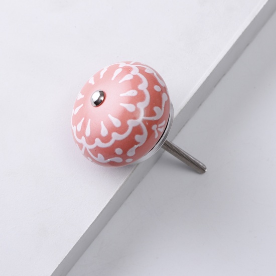 Imagen de Pink - 7# Ceramic Ball Handles Pulls Knobs For Drawer Cabinet Furniture Hardware 42x29mm, 1 Piece