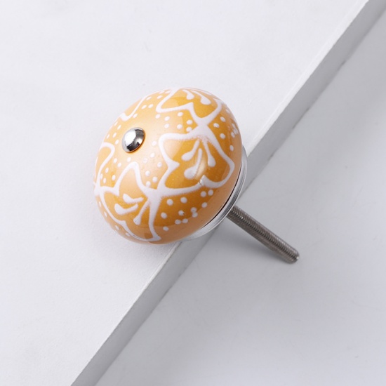 Imagen de Orange - 9# Ceramic Ball Handles Pulls Knobs For Drawer Cabinet Furniture Hardware 42x29mm, 1 Piece