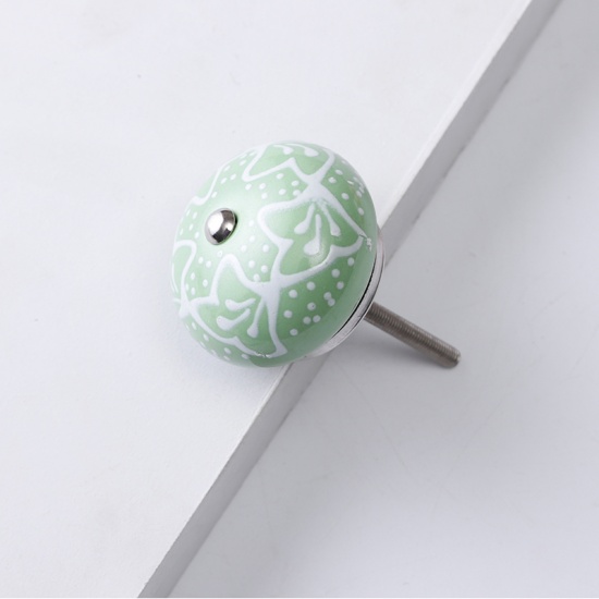 Imagen de Light Green - 10# Ceramic Ball Handles Pulls Knobs For Drawer Cabinet Furniture Hardware 42x29mm, 1 Piece