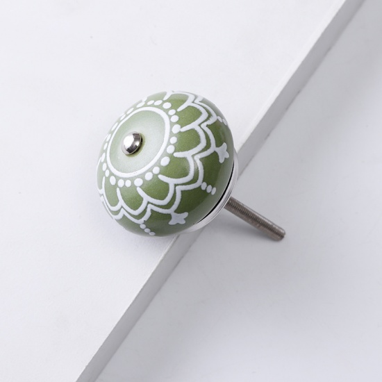 Imagen de Dark Green - 11# Ceramic Ball Handles Pulls Knobs For Drawer Cabinet Furniture Hardware 42x29mm, 1 Piece