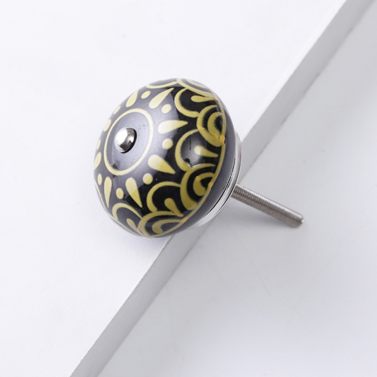 Imagen de Black - 14# Ceramic Ball Handles Pulls Knobs For Drawer Cabinet Furniture Hardware 42x29mm, 1 Piece