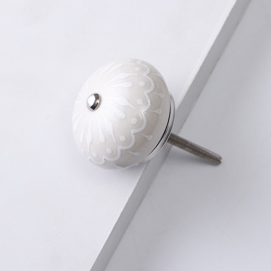Imagen de Creamy-White - 15# Ceramic Ball Handles Pulls Knobs For Drawer Cabinet Furniture Hardware 42x29mm, 1 Piece