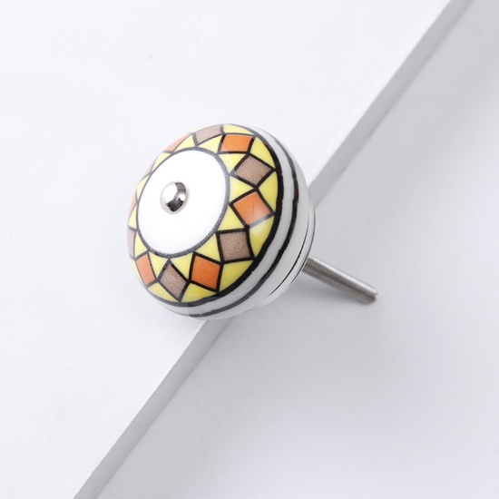 Imagen de Yellow - 16# Ceramic Ball Handles Pulls Knobs For Drawer Cabinet Furniture Hardware 42x29mm, 1 Piece