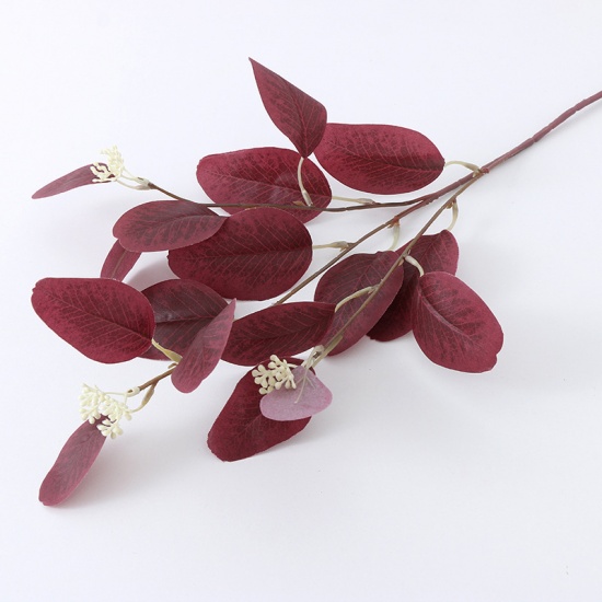 Picture of Brown Red - Faux Silk Simulation Eucalyptus Leaf Home Decoration 54cm long, 1 Piece