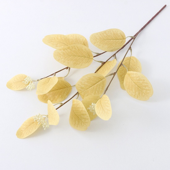 Picture of Pale Yellow - Faux Silk Simulation Eucalyptus Leaf Home Decoration 54cm long, 1 Piece