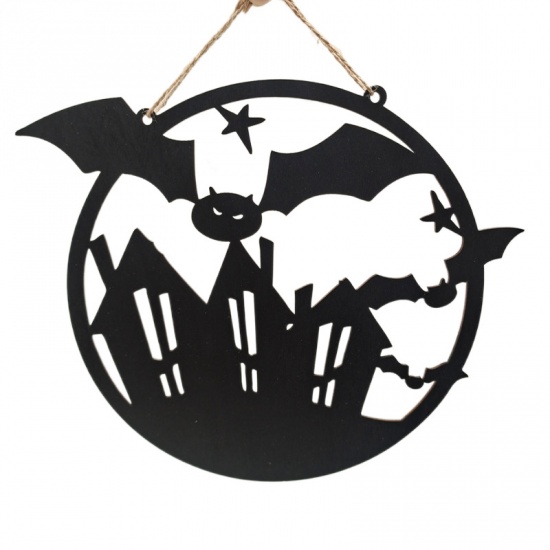 Picture of Black - 2# Boxwood Halloween Hanging Ornaments DIY Props Party Decorations 26x21cm, 1 Piece