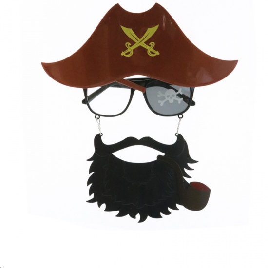 Picture of Brown - 2# Pirate Glasses Halloween Decorations Party Props 25x24cm, 1 Piece