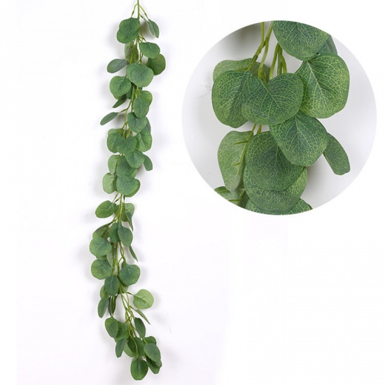 Picture of Green - Faux Silk Artificial Leaf Garlands Vines For Wedding Party Home Wall Garden Decoration 100cm long, 1 Piece