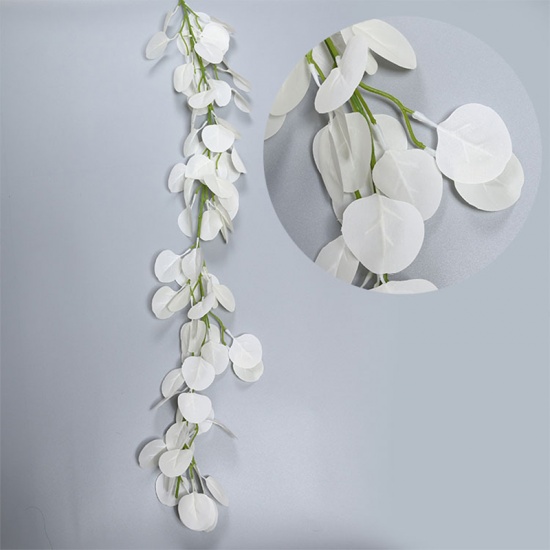 Picture of White - Faux Silk Artificial Leaf Garlands Vines For Wedding Party Home Wall Garden Decoration 100cm long, 1 Piece
