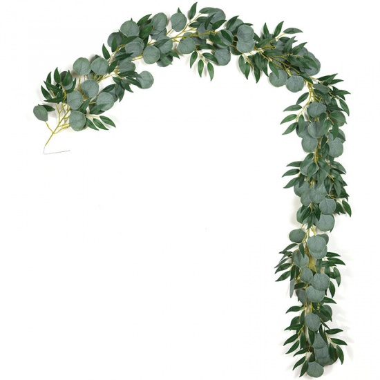 Picture of Green - Faux Silk Artificial Leaf Garlands Vines For Wedding Party Home Wall Garden Decoration 200cm long, 1 Piece