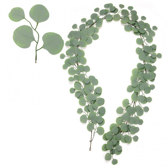 Picture of Green - Faux Silk Artificial Leaf Garlands Vines For Wedding Party Home Wall Garden Decoration 230cm long, 1 Piece