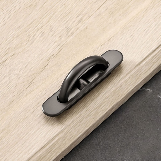 Imagen de Gray - 6# Zinc Based Alloy Embedded Rotatable Handles Pulls Knobs For Drawer Door Cabinet Furniture Hardware 10.3x3.6cm, 1 Piece