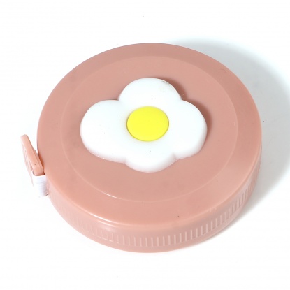 Picture of Plastic Measure Tools Egg Round White & Pink 5cm x 1.1cm, 5 PCs