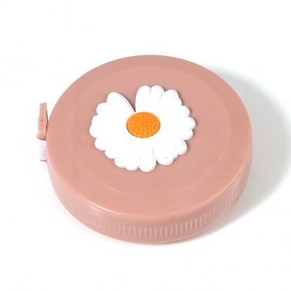 Picture of Plastic Measure Tools Daisy Flower Round White & Pink 5cm x 1.1cm, 5 PCs