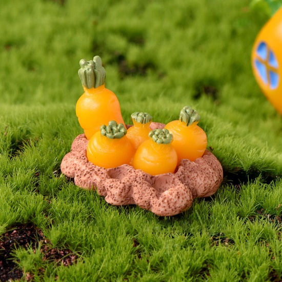 Bild von Orange - 6# Karotte Kaninchen Hase Paradies Harz Mikro Landschaft Miniatur Dekoration 3.6x2cm, 1 Piece