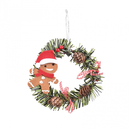 Immagine di Multicolor - Gingerbread Man Christmas Wreath For Christmas Tree Home Hanging Decorations 15cm Dia., 1 Piece