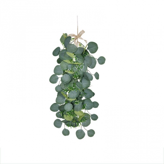 Picture of Green - 1# Faux Silk Eucalyptus Leaf Simulation Plant Wall Hanging Decoration 60x30cm, 1 Bunch