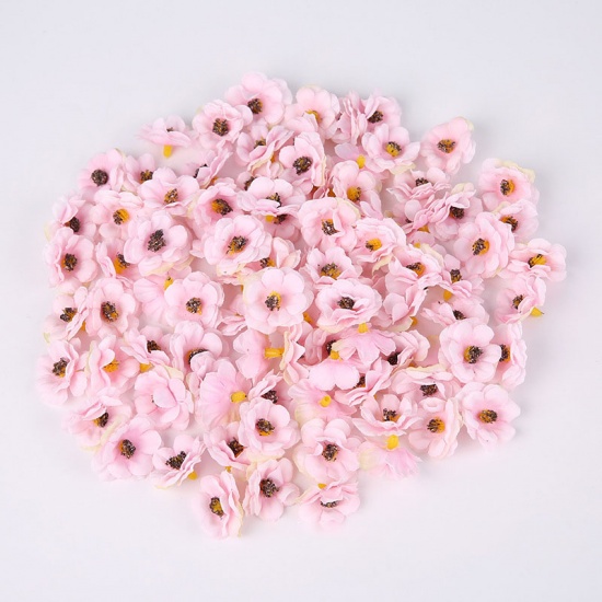 Picture of Pink - 9# Faux Silk Artificial 3 Layers Petals Flower DIY Clothing Headwear Accessories Photography Props 3cm Dia., 30 PCs