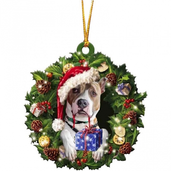 Picture of Multicolor - 11# Dog Animal Wood Christmas Tree Home Hanging Decoration 8.5x8.5cm, 1 Piece