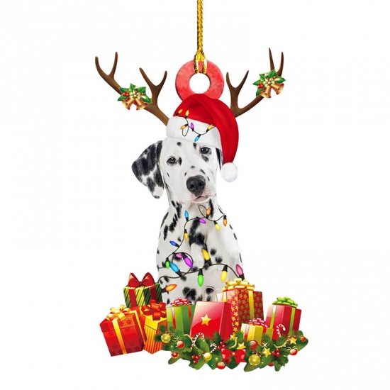 Picture of Multicolor - 5# Cute Dog Wood Christmas Tree Home Hanging Decoration 10cm long, 1 Piece