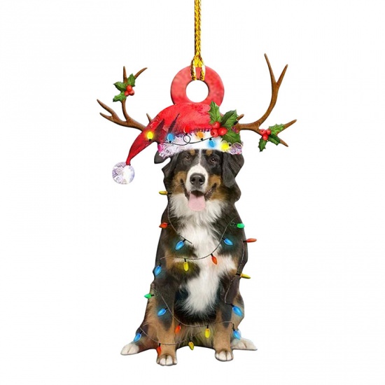 Picture of Multicolor - 7# Cute Dog Wood Christmas Tree Home Hanging Decoration 10cm long, 1 Piece