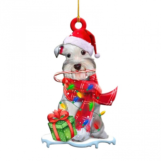 Picture of Multicolor - 10# Cute Dog Wood Christmas Tree Home Hanging Decoration 10cm long, 1 Piece