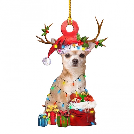 Picture of Multicolor - 15# Cute Dog Wood Christmas Tree Home Hanging Decoration 10cm long, 1 Piece