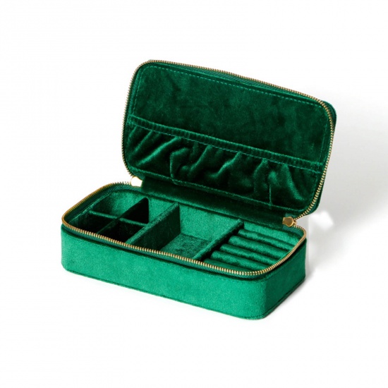 Picture of Velvet Jewelry Gift Jewelry Box Rectangle Green 18.2cm x 9.6cm , 1 Piece