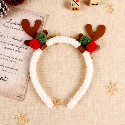 ブラウン-クリスマストナカイの角ぬいぐるみヘアバンドパーティー小道具装飾20x17.5cm、1着 の画像
