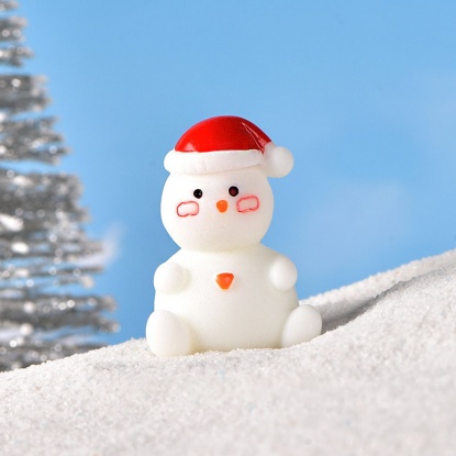 ホワイト-1＃クリスマススノーマンレジンマイクロランドスケープミニチュア 雑貨 飾り オーナメントDIYスノーシーンアクセサリー2.5x1.9cm、1個 の画像