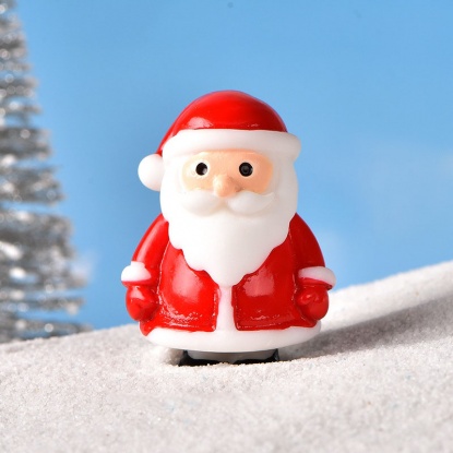 赤-5＃クリスマスサンタクロース樹脂マイクロランドスケープミニチュア 雑貨 飾り オーナメントDIYスノーシーンアクセサリー3.4x2.6cm、1個 の画像
