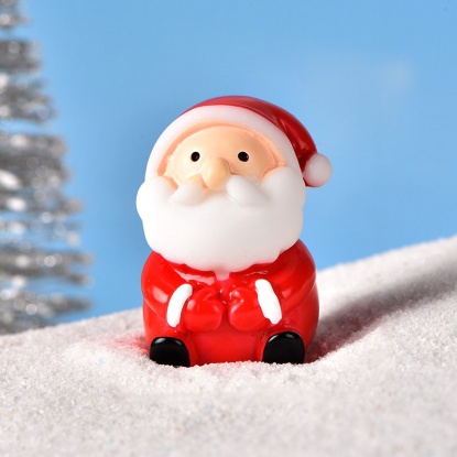 赤-6＃クリスマスサンタクロース樹脂マイクロランドスケープミニチュア 雑貨 飾り オーナメントDIYスノーシーンアクセサリー2.8x2cm、1個 の画像