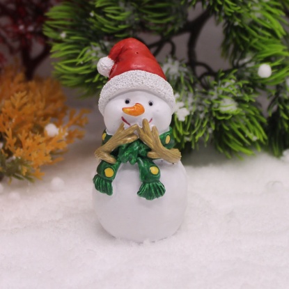 白-3＃クリスマススノーマンレジンマイクロランドスケープミニチュア 雑貨 飾り オーナメント6.3x3.3x3cm、1着 の画像