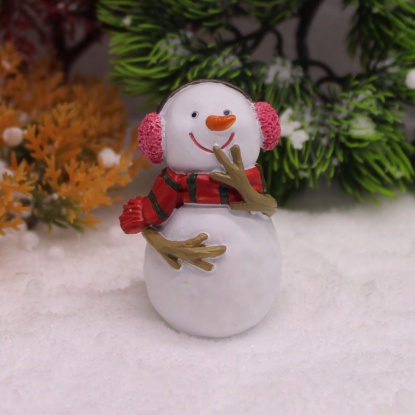 ホワイト-4＃クリスマススノーマンレジンマイクロランドスケープミニチュア 雑貨 飾り オーナメント5.3x3.3x3.3cm、1着 の画像