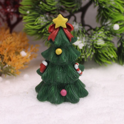 緑-6＃クリスマスツリーレジンマイクロランドスケープミニチュア 雑貨 飾り オーナメント6.5x4x4cm、1着 の画像