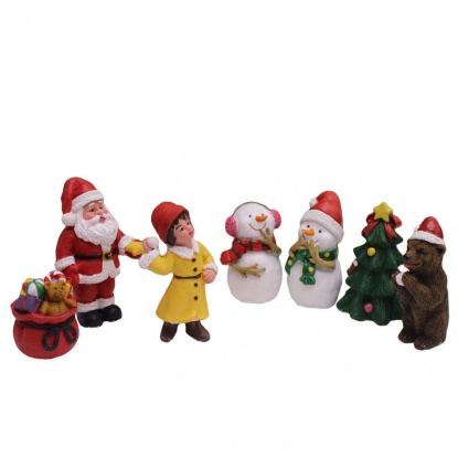 多色-8＃クリスマスレジンマイクロランドスケープミニチュアクリスマス 雑貨 飾り オーナメント7.8x4.7x3.3cm-5.3x3.3x3.3cm、1セット（7 個/セット） の画像