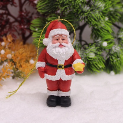 赤-9＃クリスマスサンタクロース樹脂マイクロランドスケープミニチュアハンギング クリスマス 雑貨 飾り オーナメント 置物 7.8x4.7x3.3cm、1着 の画像