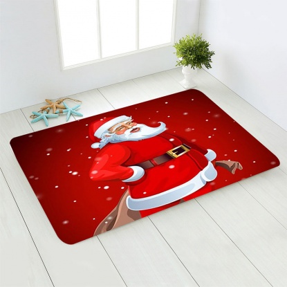 赤-15＃フランネルクリスマスベッドルームコリドー滑り止めカーペット40x60cm、1個 の画像