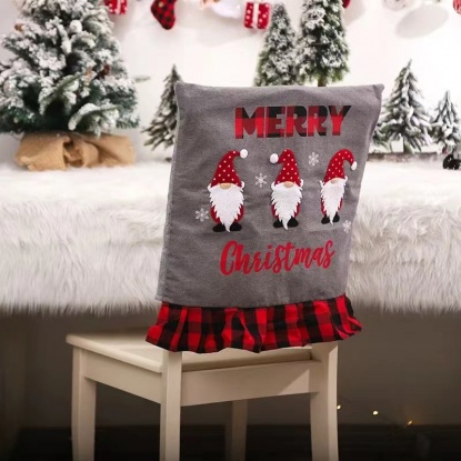 グレー-3＃不織布チェアカバーフェイスレスエルフドワーフクリスマスデコレーション 飾り枕カバー 背当てカバー 52x48cm、1個 の画像
