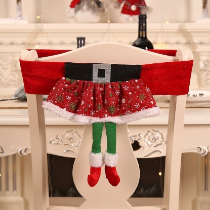 赤-3＃ガールスカートベルベットクリスマスチェアデコレーション 飾り枕カバー 背当てカバー 46x30cm、1個 の画像