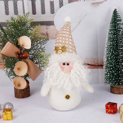 白-かわいいクリスマスサンタクロースベルベット人形飾り装飾15x8x27cm、1個 の画像