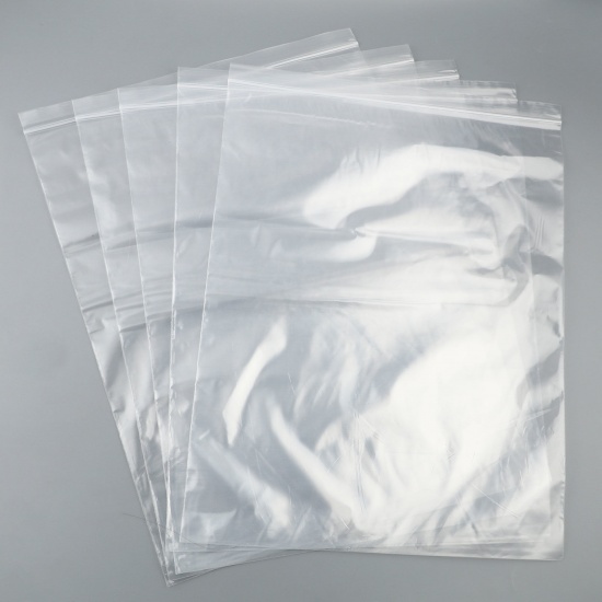 Bild von Poly Ethylen Griff Dichtung Zip Lock Taschen Rechteck Transparent klar (verwendbare Raum: 38x30cm) 40cm x30cm, 100 PCs