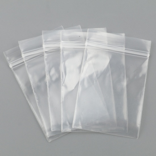 Bild von Poly Ethylen Griff Dichtung Zip Lock Taschen Rechteck Transparent klar (verwendbare Raum: 5x4cm) 6cm x4cm (2 3/8" x1 5/8"), 100 PCs