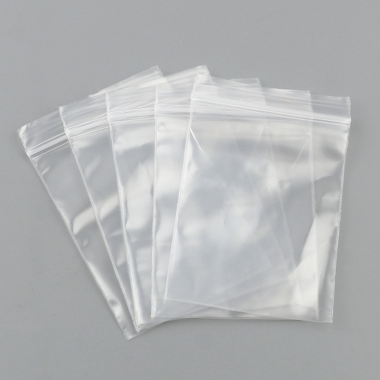 Bild von Poly Ethylen Griff Dichtung Zip Lock Taschen Rechteck Transparent klar (verwendbare Raum: 6,5x5cm) 7cm x5cm (2 6/8" x2"), 100 PCs