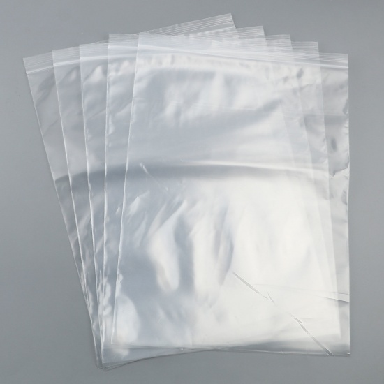 Bild von Poly Ethylen Griff Dichtung Zip Lock Taschen Rechteck Transparent klar (verwendbare Raum: 33x25cm) 35cm x25cm, 100 PCs