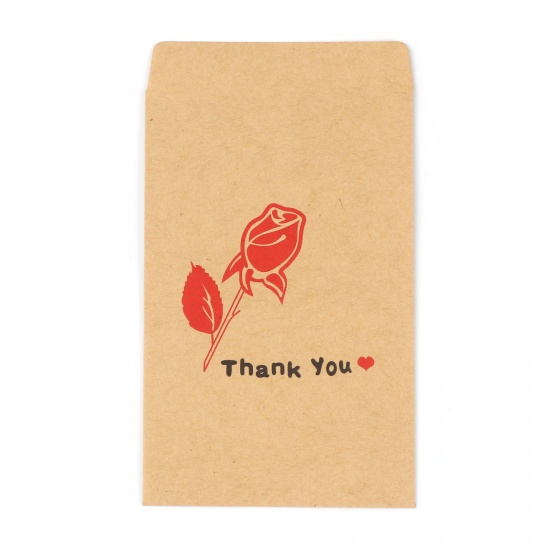 Image de Sacs en Papier en Papier Papier Craft Forme Rectangle Rose Mots" THANK YOU " 12.5cm x 7.2cm, 20 Pcs
